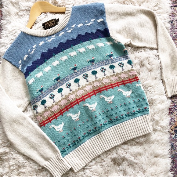 Eddie Bauer Vintage Farm Animal Knit 